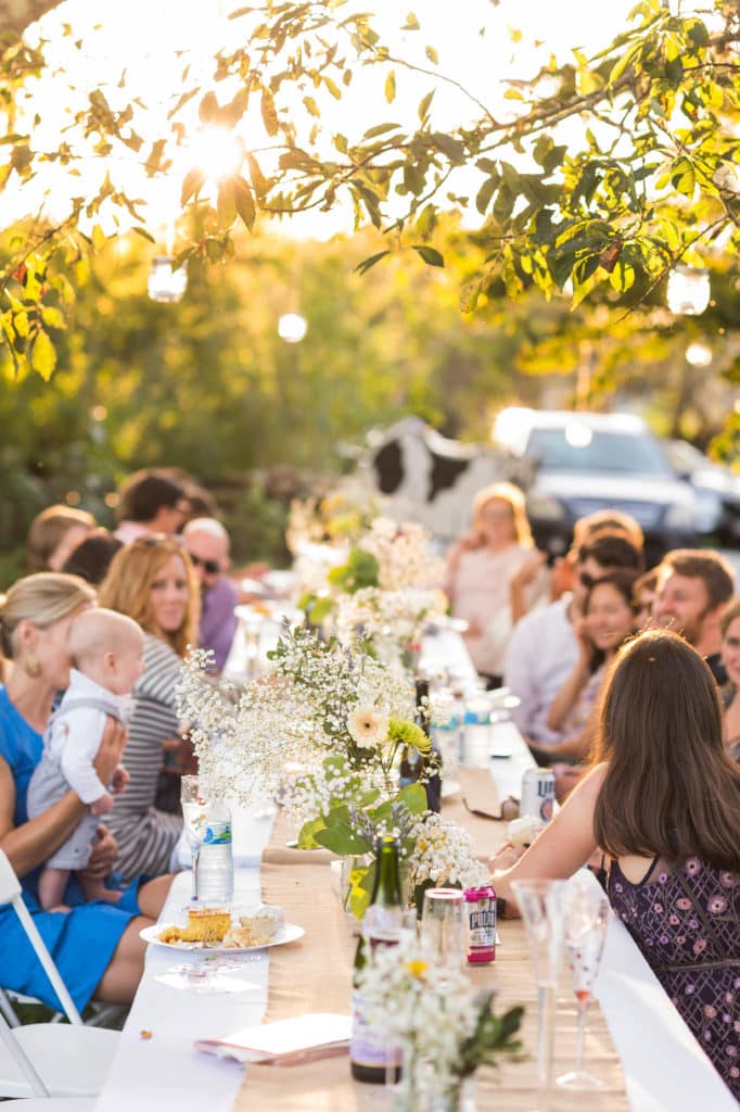 Beautiful atmosphere shot of an intimate outdoor wedding in Newport RI
